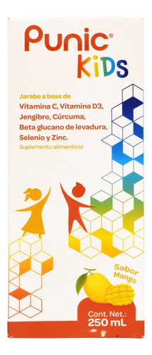 Jarabe Punic Kids 250 Ml Vitaminas Minerales Zinc Para Niños Sabor Mango
