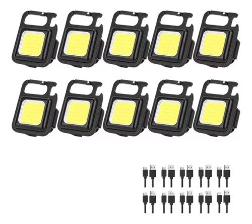 10 Piezas Linterna Lampara Recargable Led De Lampara Llavero