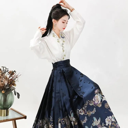 Camisa Hanfu, Falda Con Cara De Caballo, Conjunto De Dos Pie