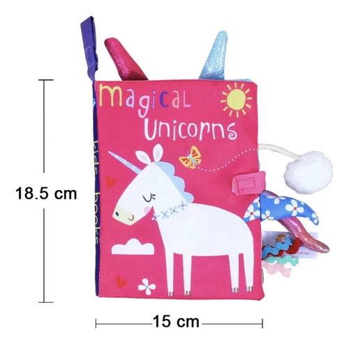 Libro Sensorial Tela Estimulación Temprana Bebé Unicornio