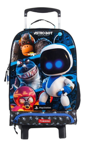 Kit Mochila Escolar Rodinha Astro Bot Thermo - Dermiwil Cor Preto