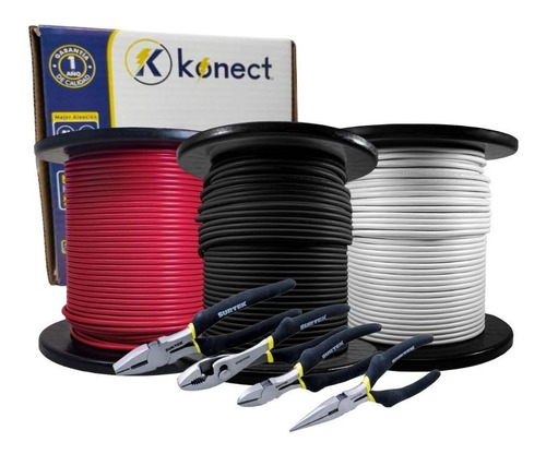 Kit 3 Cables Calibre 10 100mts C/u Juego De Pinzas De Regal0