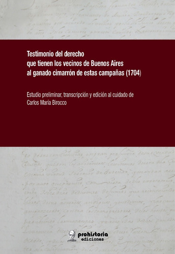 Testimonio Del Derecho - Birocco - Prohistoria