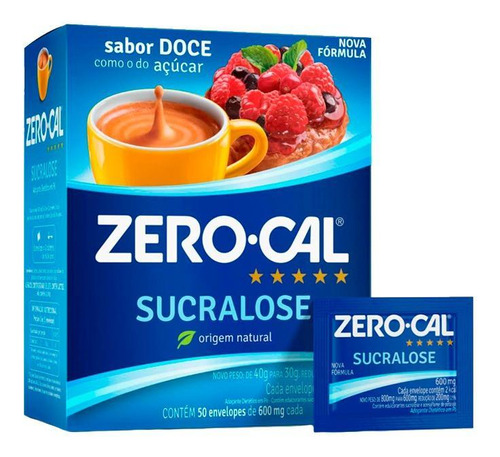 Adoçante Zero-cal Pó Sucralose C/50 Envelopes Kit 12