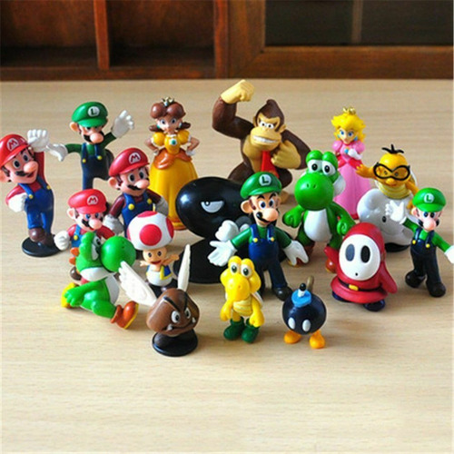 18 Mario Bros - Mini Figura De Juguete Yoshi Luigi Sapo Donk