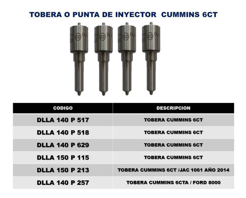 Tobera O Punta De Inyector Cummins 6ct Dlla 140 P 517, 629..