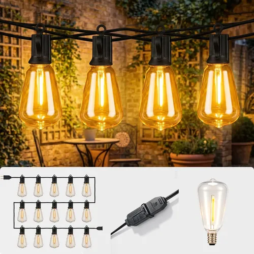Guirnalda De Luces Led De 15 M Con 15 Focos Y 1 Repuesto
