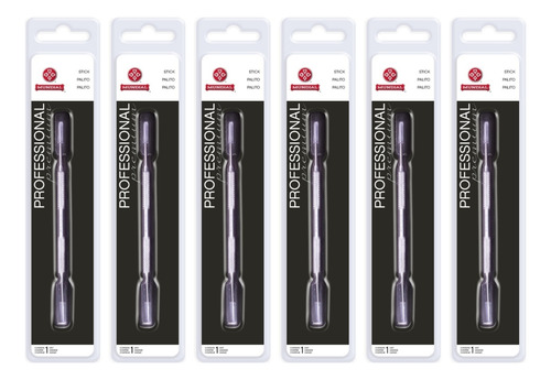Kit 6 Palito Limpador Unhas Instrumento 375m Inox Mundial