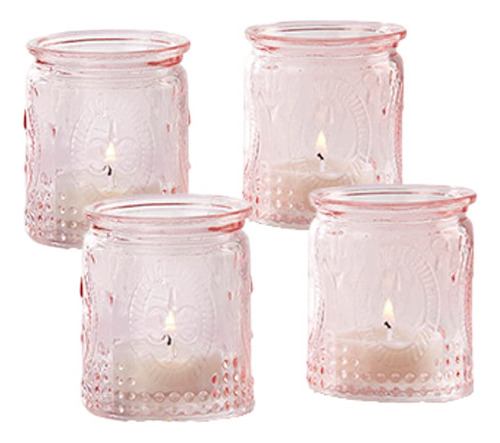 Aspen Soporte Cristal Vintage Juego 4 Color Rosa