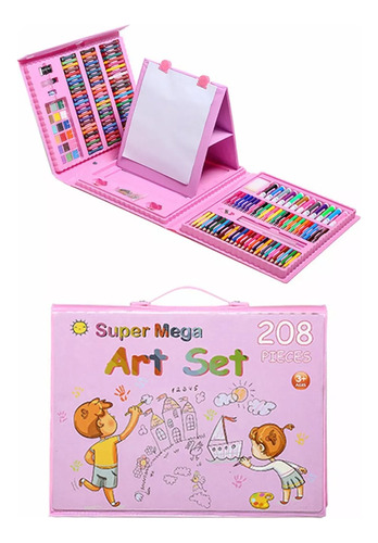 Set Maleta, 208 Unidades, Arte Niños Caballete Color Crayon