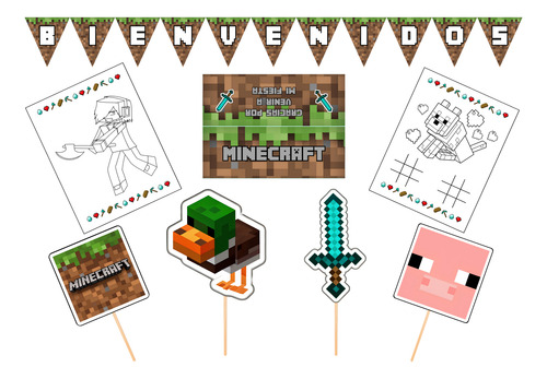 Kit Imprimible Para Fiesta Minecraft