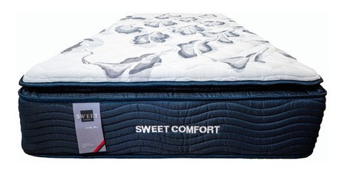 Colchón Individual de resortes Sweet Comfort Sweet Basic azul y blanco - 100cm x 190cm x 24cm con pillow top