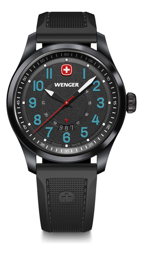 Reloj Terragraph 43 Mm Correa Silicona Negro Wenger