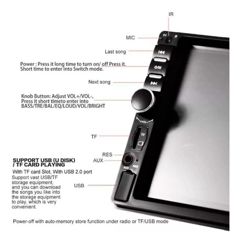 Estéreo Pantalla 2 Din Mirror Link Bluetooth Krypton K80ubl
