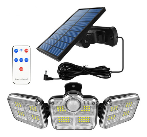 Lampara Solar 122 Leds Con Cable De 5 Metros Panel Externo