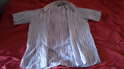 Camisa Algi Rayada Azul-blanco-marron De Hombre Talle L