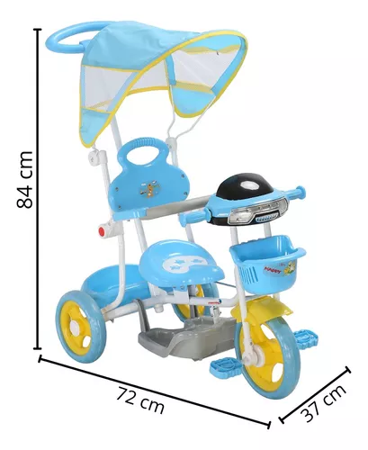 Triciclo Infantil Festa Azul Bebe Com Empurrador Motoca