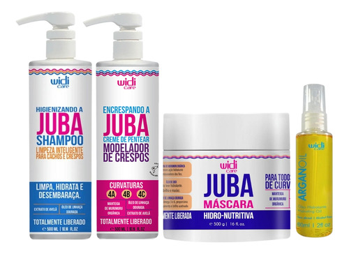 Kit Widi Care Juba Shampoo Encrespando Mascara + Argan Oil
