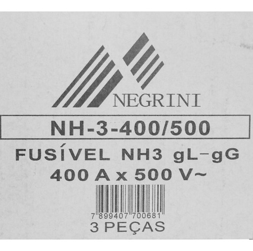 Fusivel Nh Retardado Gl / Gg 400a Negrini Nh 3 400 500