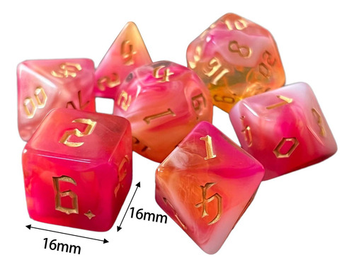3 Juego De Dados Poliédricos De Doble Color 7x, Rosa Oscuro