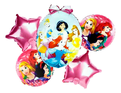Bouquet Decoracion Kit De Globos Princesas Rosado Disney