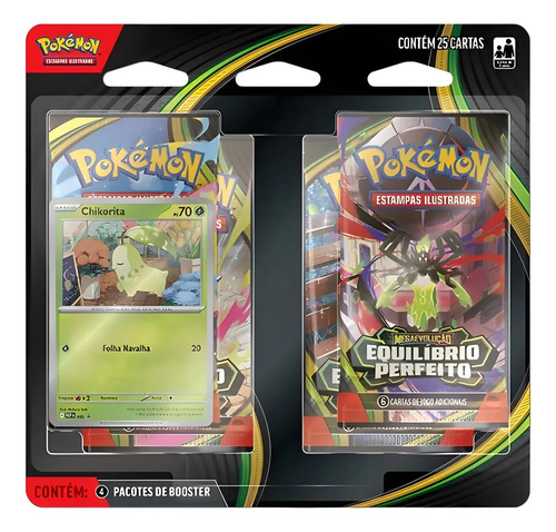 Cartas Pokémon Equilíbrio Perfeito Chikorita 25 Cards Copag