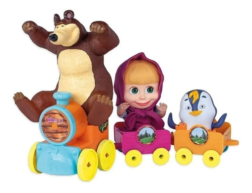 Imagem 2 de 2 de Trenzinho Da Masha Urso E Pinguim -2403 Cotiplas Lançamento