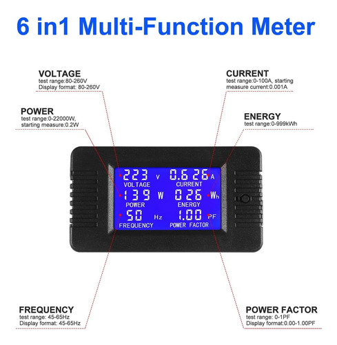 Medidor Digital De Ca/ac 100a Voltímetro Lcd