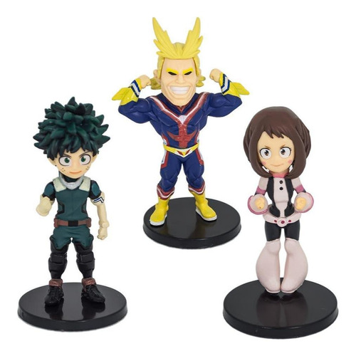 Set 3 Figuras Boku No Hero Heroe Deku Ochaco Uraka All Might