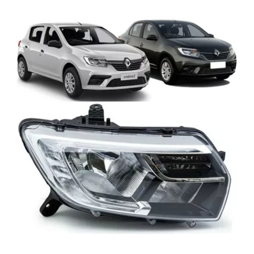 Farol Renault Logan Sandero Life Stepway Led 2020 21 22 23