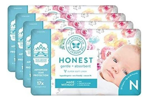 The Honest Company - Pañales Recién Nacido, Tamaño 0 - Flor