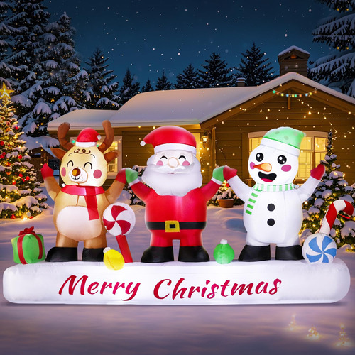 Muñeco De Nieve Inflable 2.4 M Con Luz Led Decoración Navida