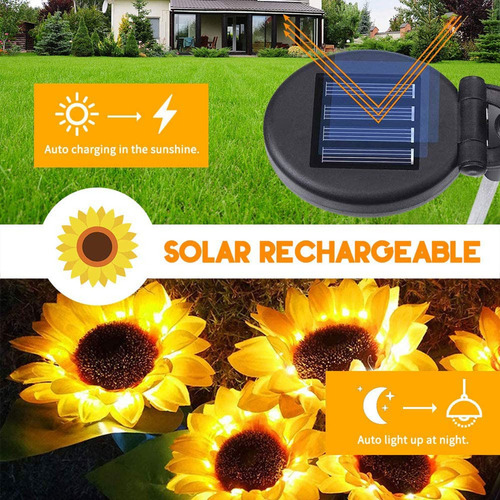 Luz Led N Solar Power Con Forma De Girasol Para Exteriores,