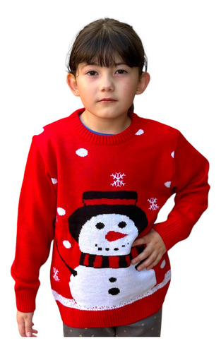 Ugly Sweater / Sueter Navideño Infantil Con Muñeco De Nieve