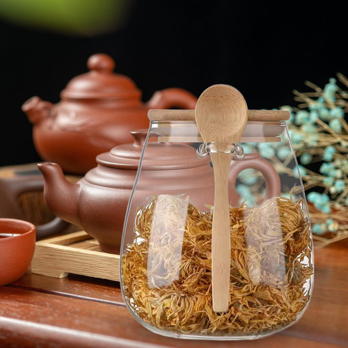 Tarro De Vidrio Para Despensa Con Cuchara De Madera, 1000ml