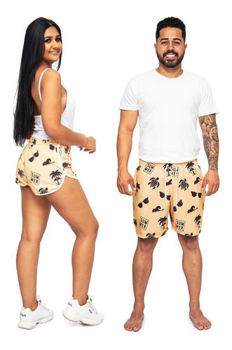 Kit Casal Short Bermuda Praia Summer Verão Promoção