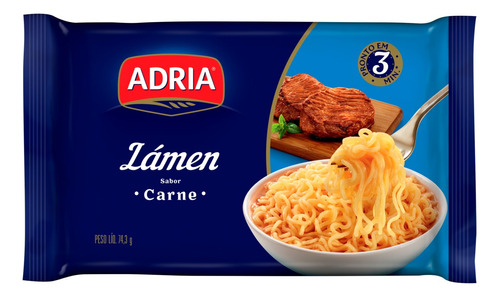 Macarrão Instantâneo Lámen Carne Adria Pacote 74,3g