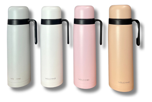 Termo Volcano 1 L Manija Pico Vertedor Acero Inoxidable Blanco