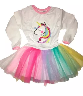 Disfraz Unicornio Tutú Perfil Colores Pastel Niñas