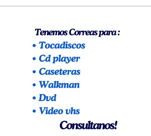 Kit 5 Correas Fisher Mc-600, 4 Para Caseteras Y 1 Tocadiscos