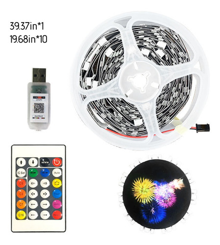 Tiras Led De 24 Teclas, 10+1 Luces De Fuegos Artificiales Dr