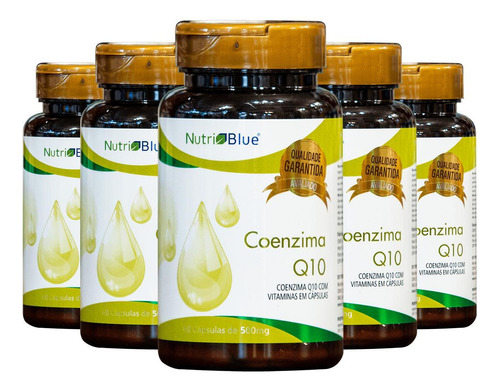 Kit 5x Coenzima Q10 - Nutriblue - 60 Cápsulas 500mg