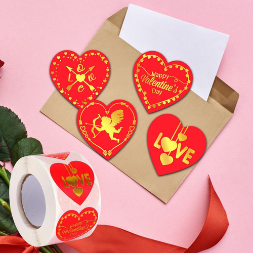 Rollo De Pegatinas De Corazón De 500 Piezas, Etiquetas