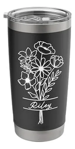 Taza Térmica Personalizada Riley Floral De Acero Inoxidable