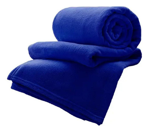 Manta Cobertor Microfibra Macia Lisa Casal 1,80 X 2,00 -azul