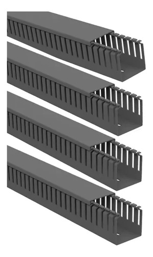 Kit 4 Canaleta Aberta Cinza 50x50 Barra 2mt