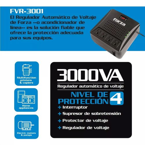 Imagen 2 de 5 de Regulador De Voltaje Automático Forza 3001 Va / 1500 W .