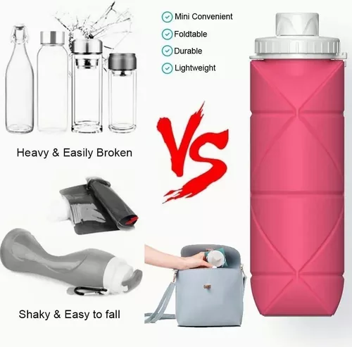 Botella Agua Plegable Silicon Viaje Oficina Fitness Vaso
