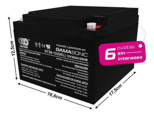 Imagen 1 de 2 de Batería12v 26ah Para Sistema De Alarmas Ups Financiación 6c