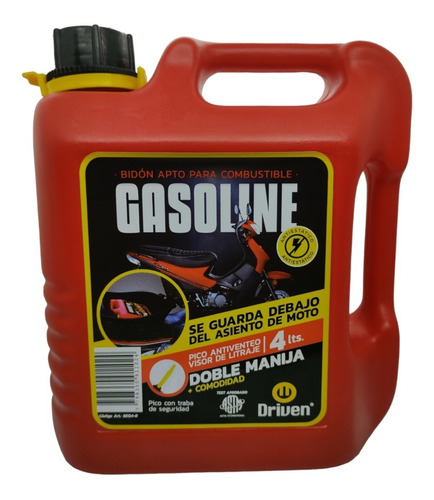 Bidon De Combustible Nafta Gasoil 4 Litros Rojo Extra Chato